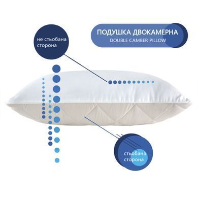 Двокамерна подушка "Комфорт" з двома жорсткостями мяка/середня, зі змійкою, сірий /білий, 50х70